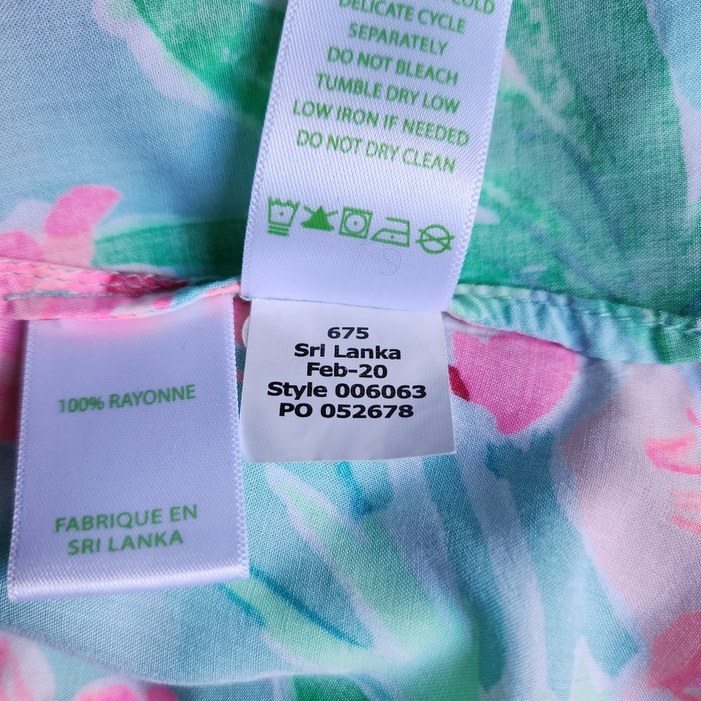 Lilly Pulitzer Willa Top In Floral Aqua Al Freso Isn't She Lovely Resort Beach - Picture 7 of 9